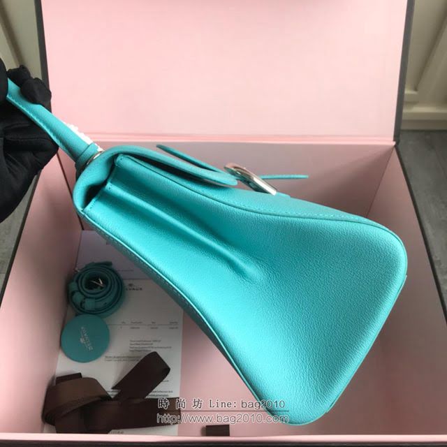 DELVAUX女包 2019春夏最新色 專櫃原廠皮 德爾沃女手提包 DV0028松石藍 中號 Delvaux單肩斜挎包  fcs1164